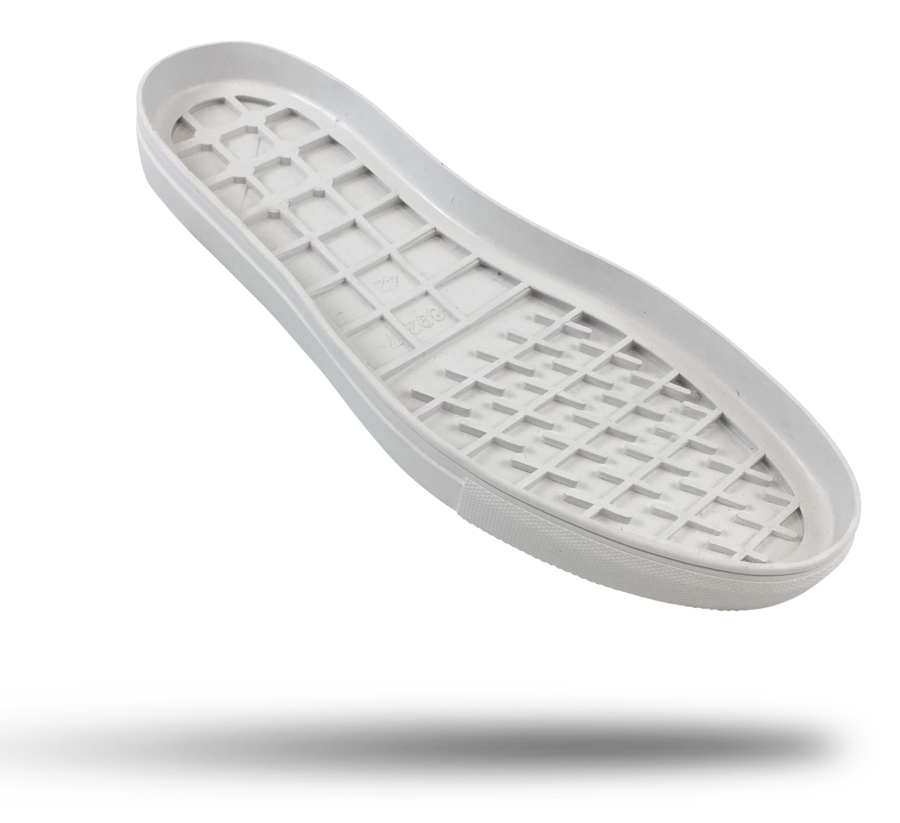 Rubber cupsole outsole Faux vulcanized Margom styling. Egg crate cushioning. DIY resole