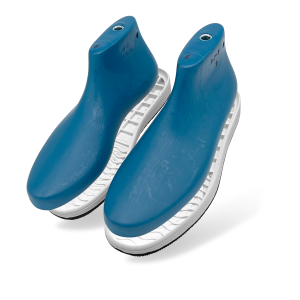 Plastic shoe lasts for custom Air Jordan 1 (AJ1) sneakers.