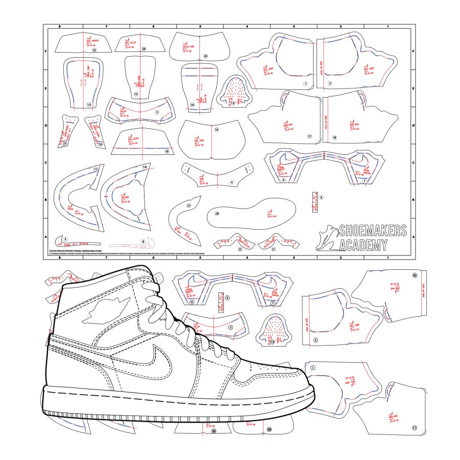 Air Jordan 1 OG High Retro Pattern shoemaking for beginners