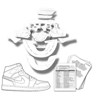 The ultimate DIY shoemaking pattern for the timeless Air Jordan 1. Cut Paper & Digital Pattern for Retro OG High Top Style Sneaker. Includes Spec Sheet and Illustrated Sewing & Assembly Guide