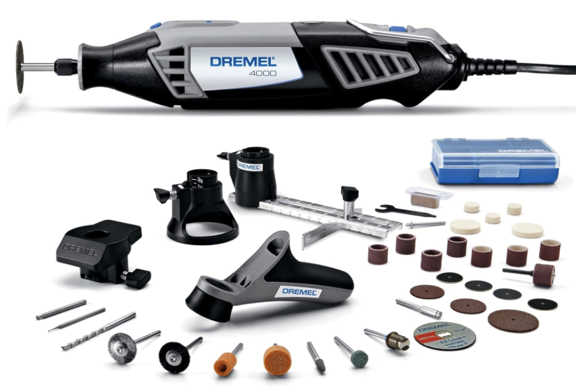 VERSATILE ROTARY TOOL KIT: Includes 4000 corded rotary tool, 4 attachments, 34 high-quality Dremel accessories, plastic storage case, and accessory case HIGH PERFORMANCE MOTOR – Provides maximum power and performance at all speeds. Variable speed (5,000 – 35,000 RPM) and electronic feedback circuitry for consistent performance even in the most demanding applications INNOVATED AIR FLOW SYSTEM- Ventilation mechanism helps prevent heat build-up for smoother, cooler, and quieter operation