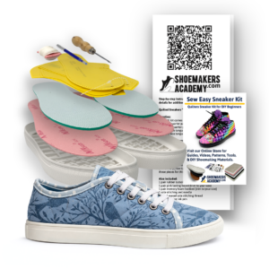 DIY quilted sneaker kit for making handmade sneakers at home DIY quilted sneaker kit with soles SneakerKit assembly instructions compare to All Inclusive Sneaker Kit - Patchwork Kicks Quilted Sneakers Supply Kit