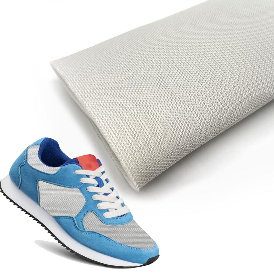 Flat Knit Mesh White Shoe Material Polyester - Image 2