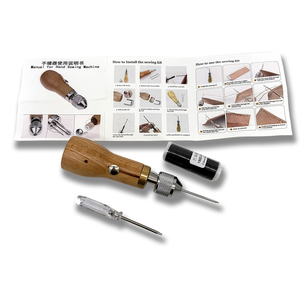 leather sewing awl for handmade shoes and quilted sneaker projects
