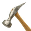 Close-up of a hammer head with a wooden handle. The hammer head is stamped with the text "C.S. OSBORNE & CO 65 MADE IN USA FORGED STEEL". The hammer is made of metal and wood.